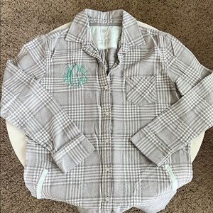 Sonoma Small Pajama Dress Gray & White Plaid Flannel ASC Monogram Embroidery